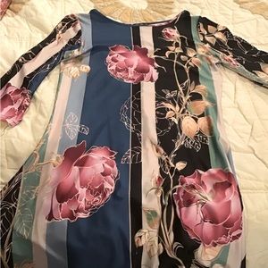 Abstract Floral Tunic Lily by Firmana M Blue/Black/Pink